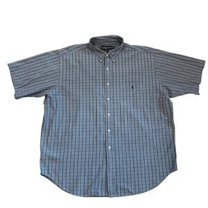 Vintage Ralph Lauren Shirt Mens 2XL Plaid Blaire Button Up Short Sleeve Preppy